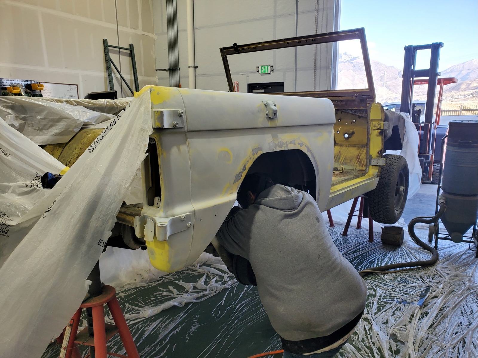 Body masked and being prepared for paint