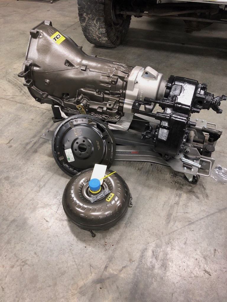 Automatic transmission and transfer case prepared for installation